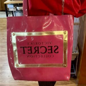Victoria's Secret Shiny Pink and Gold Tote